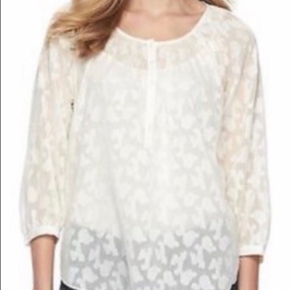 LC Sheer Peasant Top in Pink